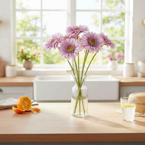 Künstliche Blumen Gerbera Garten Kunstblumen Lila 47cm 6St | Floristik21.de