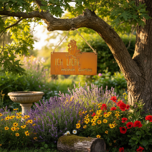 Schild mit Spruch Frosch Metallschild Garten Edelrost 38cm | Floristik21.de