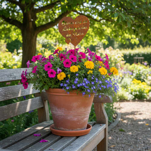 Blumenstecker Herz mit Spruch Rost Metall Gartendeko 10cm 6 St | Floristik21.de