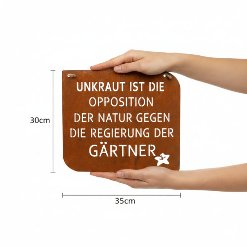 Gartenschild mit Spruch „Unkraut“ Rost Deko Garten 35×30cm | Floristik21.de