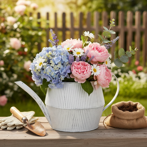 Deko Kanne Metall Weiß Vintage Shabby Chic 28cm | Floristik21.de