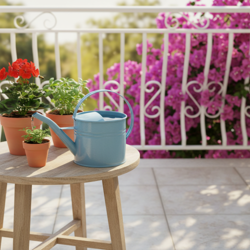 Deko Gießkanne Blumentopf Blau Metall 28x13x17cm 1,25l Garten Balkon Dekoration | Floristik21.de