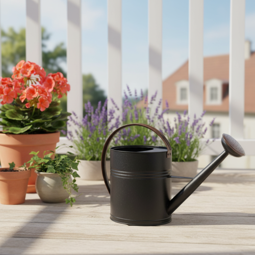 Deko Gießkanne Vintage Metall Schwarz Olivgrün 60x19x38cm Eyecatcher Balkon Wintergarten | Floristik21.de