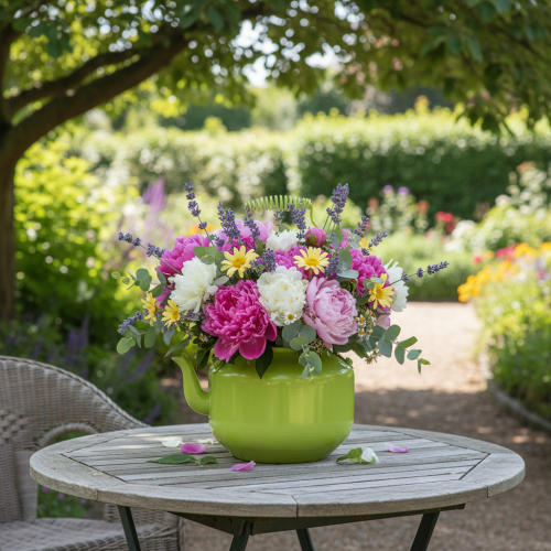 Dekorative Teekanne als Blumenvase Nostalgie-Retro Stil | Floristik21.de