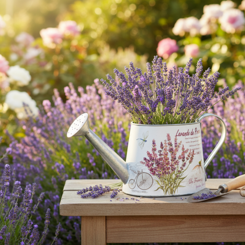 Deko Gießkanne Metall Lavendel Retro Garten 30×11×14,5cm | Floristik21.de