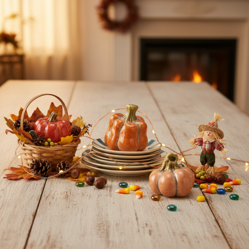 Kleine Keramik-Dekokürbisse 5cm 3er Set Orange Handbemalt | Floristik21.de