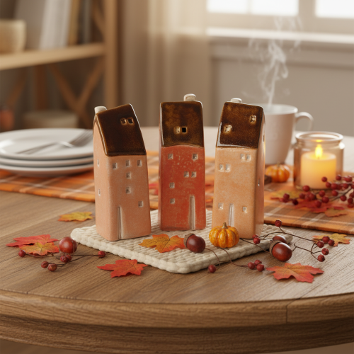 Dekohaus Keramik Set Miniatur Häuschen 14 cm 3 Stück Innenbereich | Floristik21.de