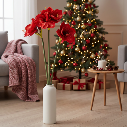 Kunstblume Amaryllis Rot 77cm Kunststoff für Vasen und Gestecke | Floristik21.de