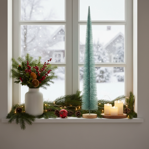 Künstlicher Tannenbaum 80 cm Türkis mit Holzfuß | Floristik21.de