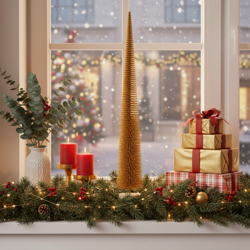 Deko Tannenbaum Kunststoff Holz 80 cm Dunkelgelb Gold | Floristik21.de