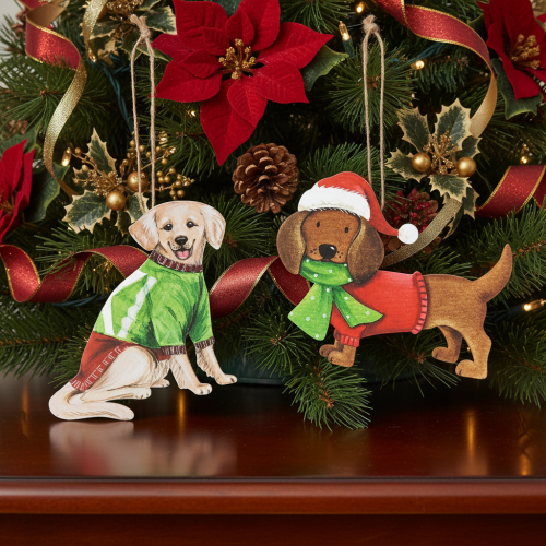 Weihnachtsanhänger Hundemotive Metall 12 cm 2er-Set | Floristik21.de