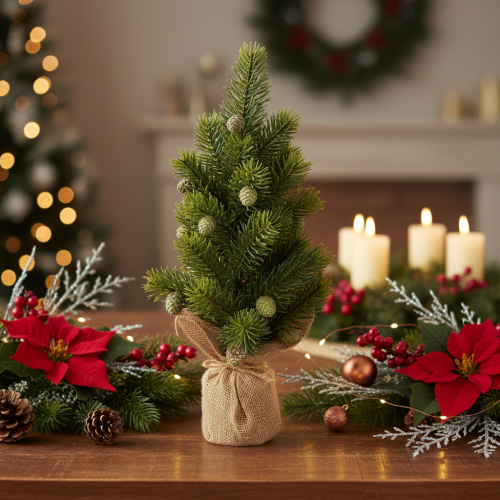 Tisch-Weihnachtsbaum künstlich 38 cm mit Jutesack für Innenbereich | Floristik21.de