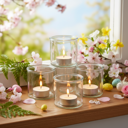 Glaswindlicht rund klares Glas Teelichthalter 8cm 3er-Set | Floristik21.de