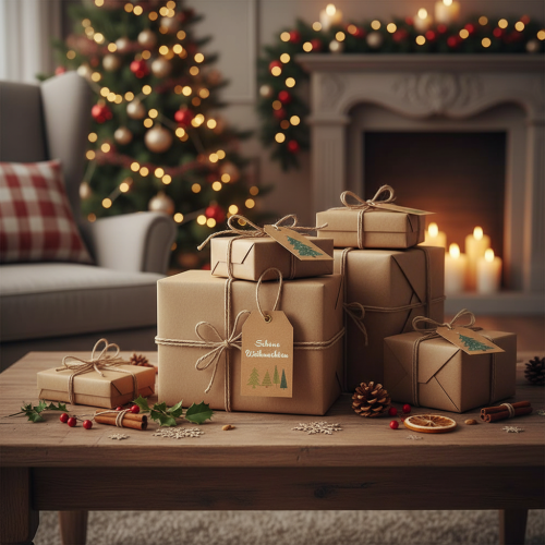 Artikel Geschenkanhänger Papier Naturbraun Schöne Weihnachten 8cm 36 Stück