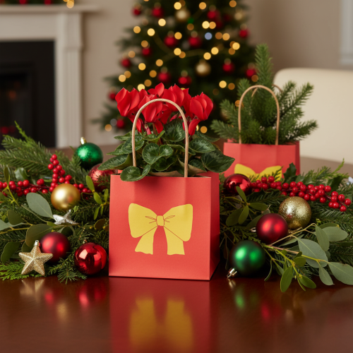 Artikel Geschenktüte Papier 12 cm Rot Gold Schleifenmotiv 8 Stück