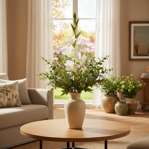 Künstliche Gladiole Weiß 88cm Kunststoff und Textil für Vasen | Floristik21.de