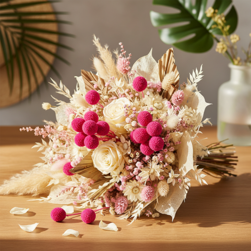 Craspedia Trockenblumen-Bund 55 cm Pink 20 Stiele | Floristik21.de