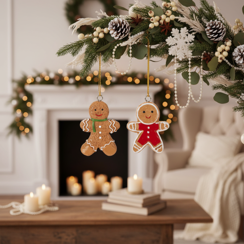 Artikel Deko-Anhänger Lebkuchenmännchen 5-6cm aus Polyresin, 12 Stück