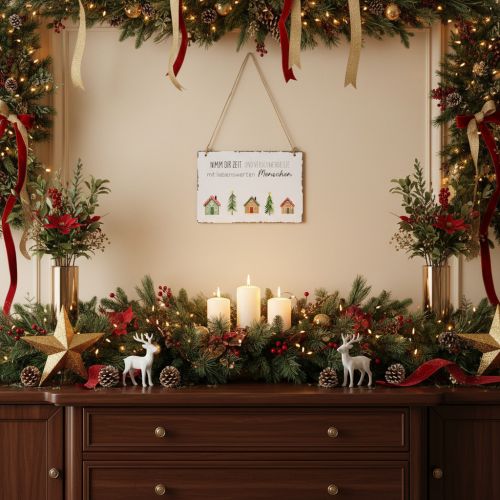 Metallschilder 21x14 cm 2er-Set mit Weihnachtsmotiven zum Hängen | Floristik21.de
