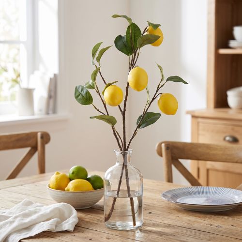 Artikel Künstlicher Zitronenzweig Dekoration Zweig 3 Zitronen Gelb 65cm Kunstpflanze Deko Accessoire