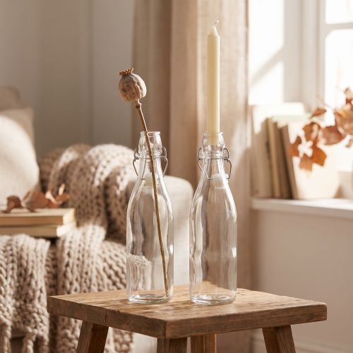 Artikel Deko-Flasche Flaschenvase Glas Kerzenhalter H27cm 2St