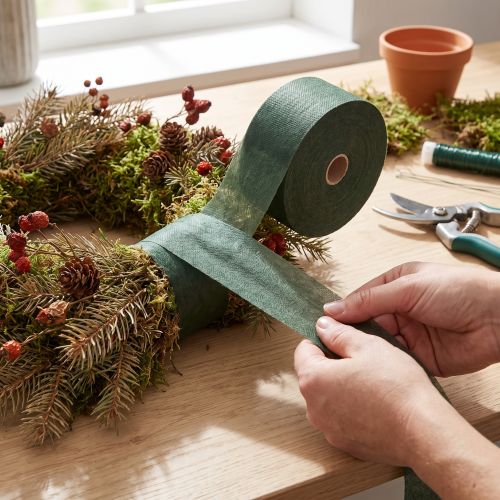Wickelband Römerband Vlies Grün 6cm x 100m Adventskranz Kranzbinden Floristik | Floristik21.de
