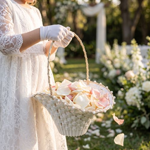 Artikel Hochzeit Streukörbchen Weiß 24x17cm Blumenkinder Deko Vintage Hochzeit