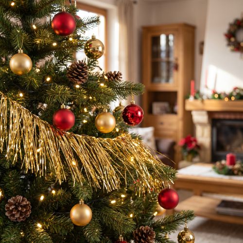 Lametta Gold Hellgold Christbaumschmuck Weihnachtsdeko 50cm | Floristik21.de