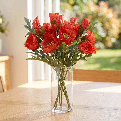 Mohnblumen Deko Mohn künstlich Rot 45cm hochwertig elegant | Floristik21.de