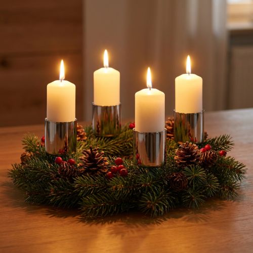 Kerzenhalter Silber für Stabkerzen Ø3,2cm 4 St | Floristik21.de