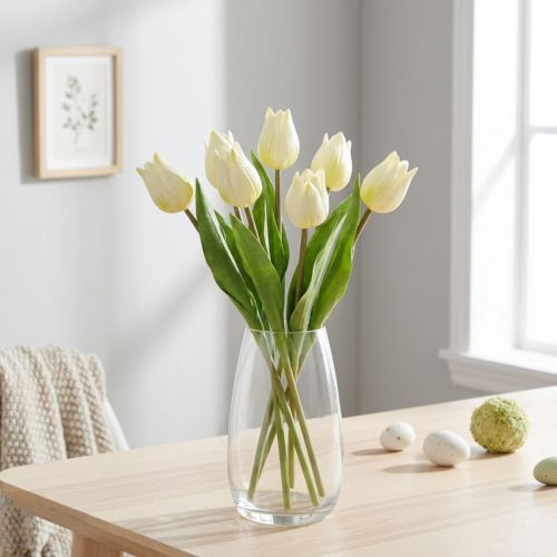 Deko Kunstblumen Realistische Tulpen Cremeweiß für Floristen | Floristik21.de
