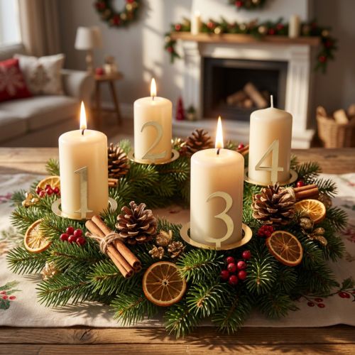 Kerzenringe Metall Ø 3 cm Gold Zahlen 1–4 Set 4 Stück für Stabkerzen Adventskranz | Floristik21.de