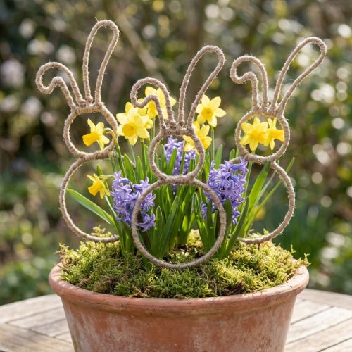 Osterhasen Deko Dekostecker Hase Metall Natur H36cm 4 St | Floristik21.de