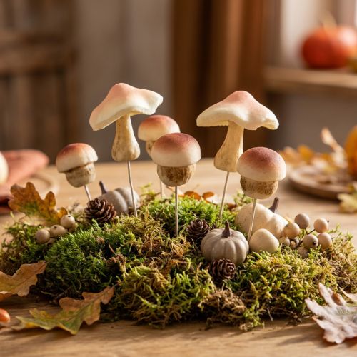 Deko Pilze zum Stecken Braun 16er-Set Herbstdeko