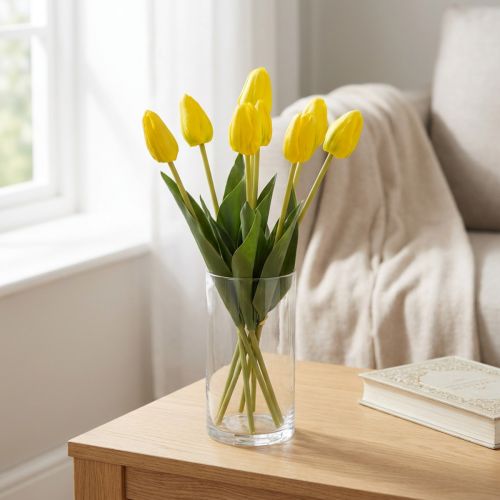 Artikel Tulpen Kunstblumen gelb 40cm – Realistische Frühlingsdeko für vielseitige Arrangements, 7 Stück