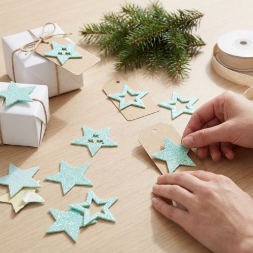 Deko Sterne zum Basteln Mint Selbstklebend Moosgummi 4cm 36St | Floristik21.de