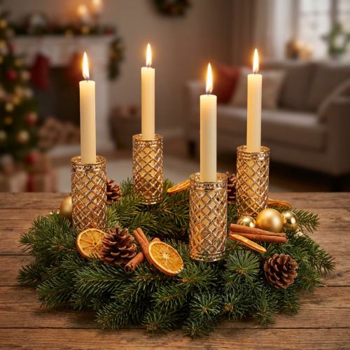 Goldene Stabkerzenhalter zum Stecken 22mm H10cm Vintage-Glamour 4er-Set | Floristik21.de