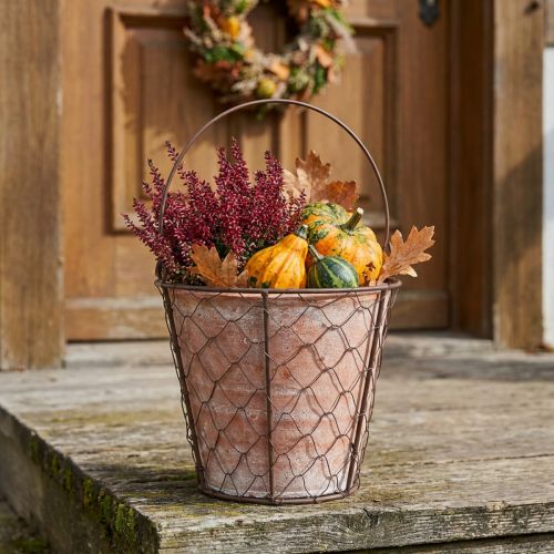Artikel Keramik Blumentopf Metallkorb Rustikal Braun Ø18cm