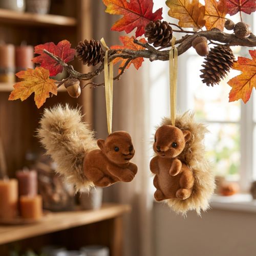 Herbstdeko Dekohänger Eichhörnchen Braun 2-er Set | Floristik21.de