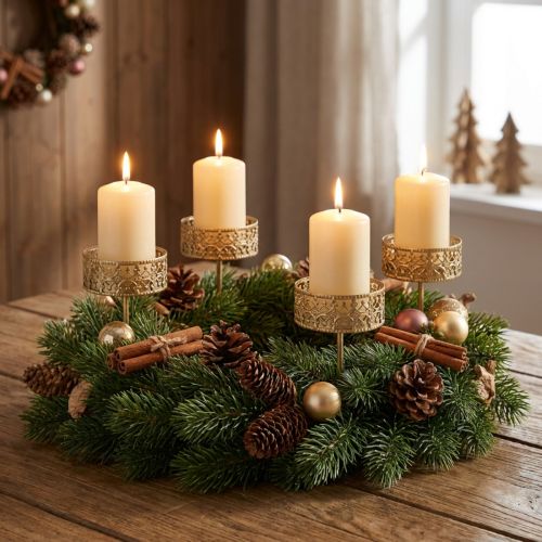 Florale Kerzenhalter zum Stecken Golden Ø7,4cm H12,5cm 4 St Antik-Optik | Floristik21.de