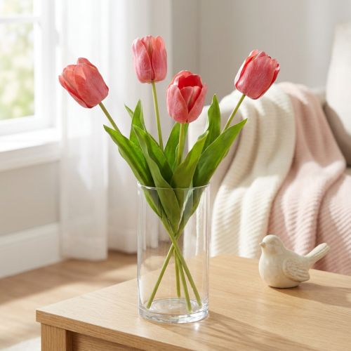 Tulpe Kunstblume Rot, Orange Künstliche Frühlingsblume H67cm | Floristik21.de