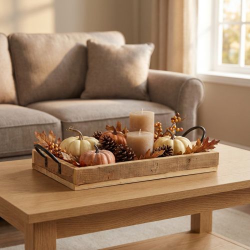 Holztablett mit Griffen Deko Tablett Natur Schwarz 35×22,5cm | Floristik21.de