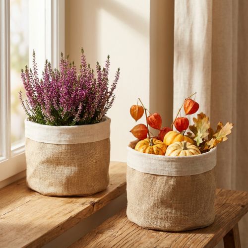 Übertopf Jute Stoffkörbchen Utensilo Natur Ø21cm H19cm 3St | Floristik21.de
