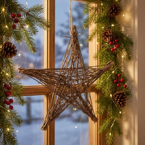 50cm Großer Weihnachtsstern zum Hängen - Naturdeko aus Zweigen | Floristik21.de