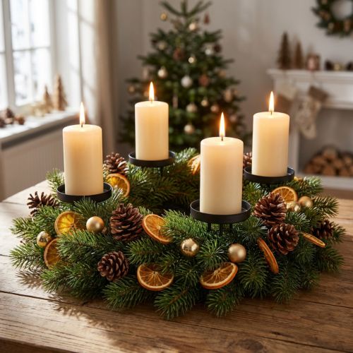 Adventskranz Kerzenhalter Metall Schwarz Matt Ø8cm 4er-Set | Floristik21.de