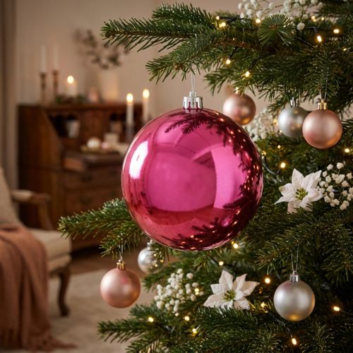 Artikel Christbaumkugel Pink Kunststoff Ø14cm Bruchsicher Glänzend