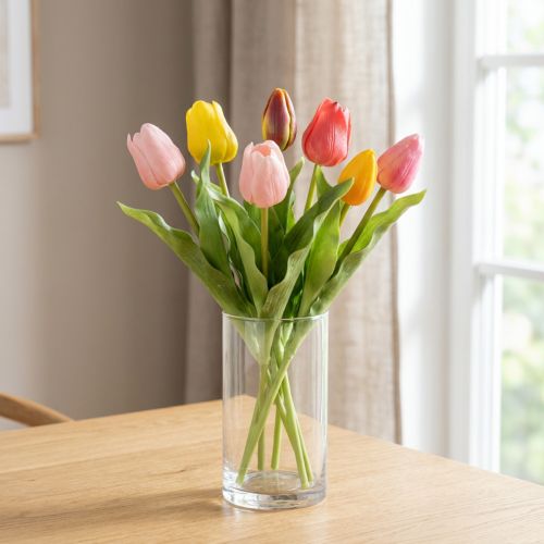 Artikel Künstliche Tulpen 30cm bunt 7 Stück - Dekoblumen für Vasen und Frühlingsdekoration