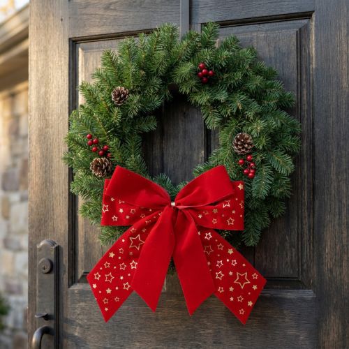 Rote Schleife Weihnachten Sterne Dekoschleife Outdoor 21cm 2St | Floristik21.de