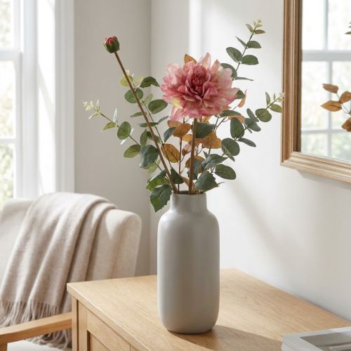 Kunstblume Dahlie Pink Blüte mit Knospe H57cm | Floristik21.de