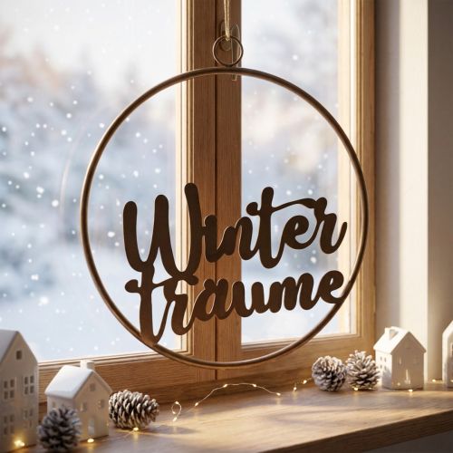Fensterdeko hängend Schriftzug Winterträume 30,5cm | Floristik21.de
